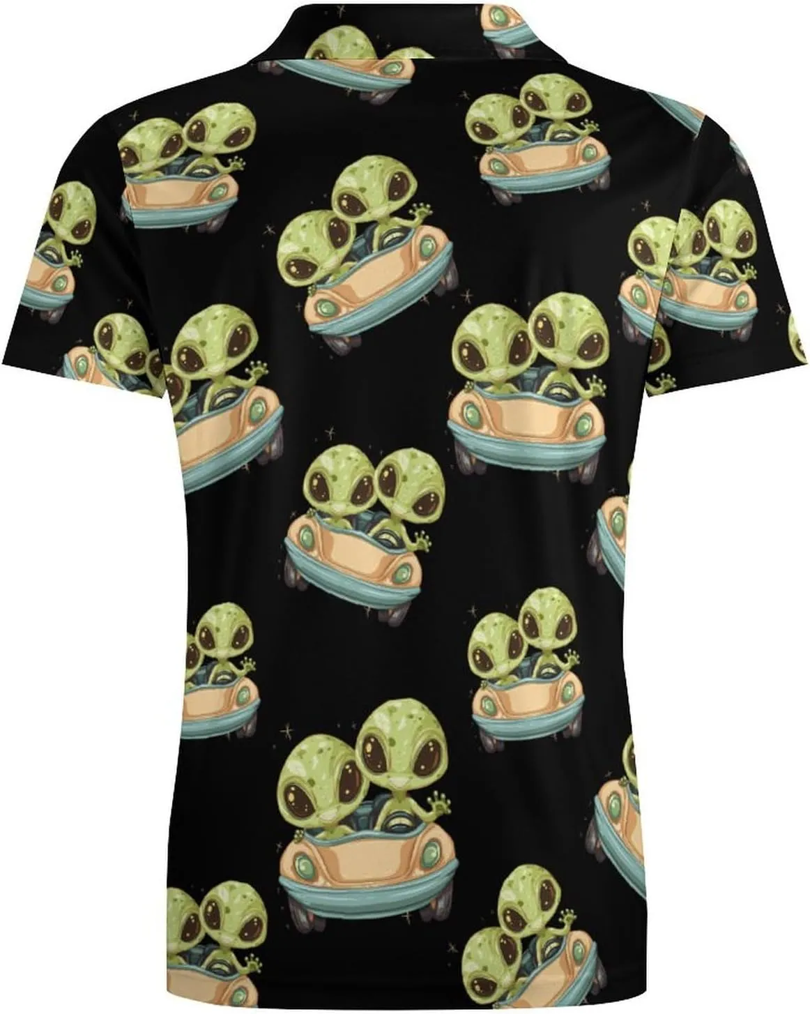 Cute Aliens in Car Men's Polo Shirt Short Sleeve Casual Athletic Quick Dry Golf T-Shirts