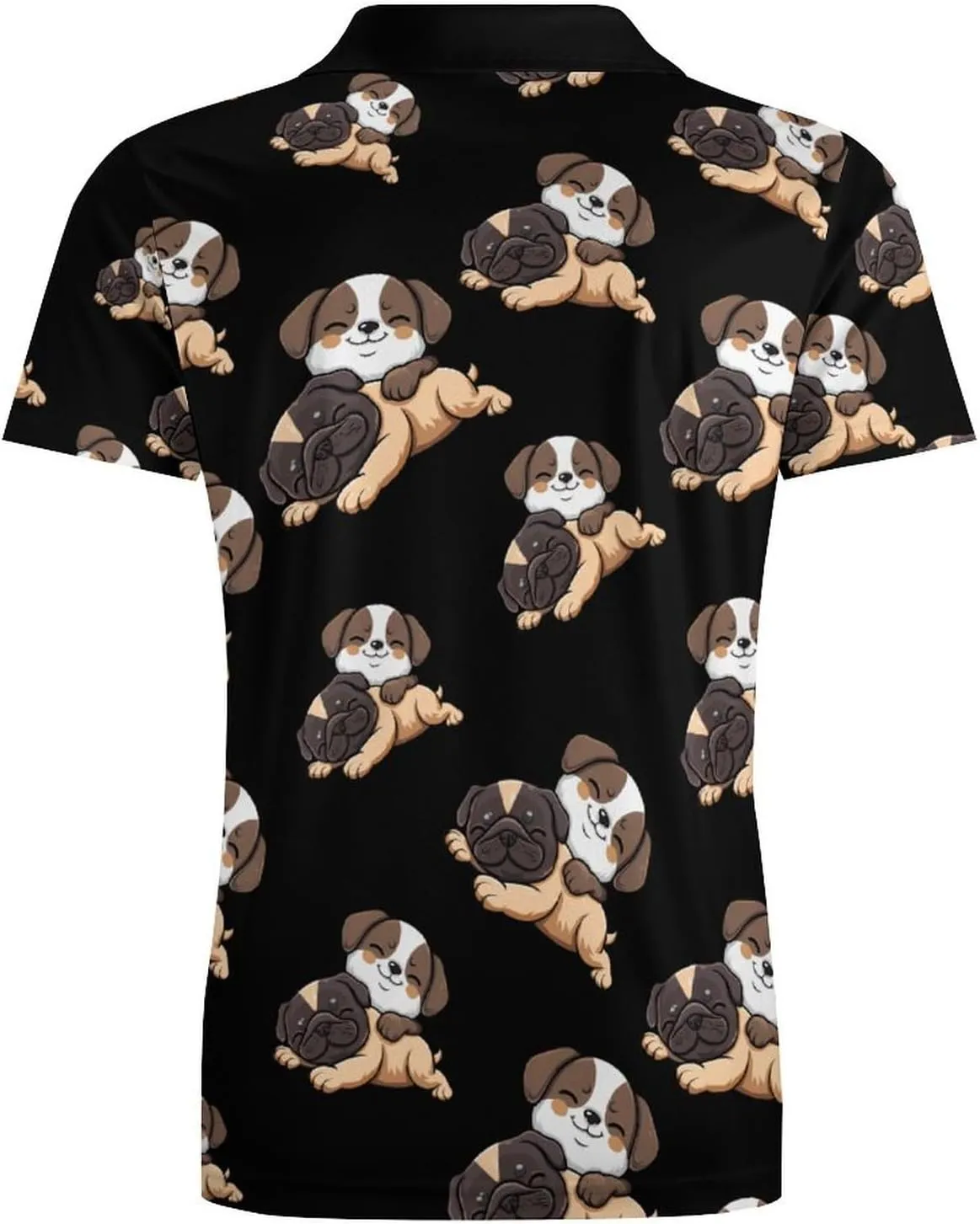Cute Pug Puppy Dogs Men's Polo Shirt Short Sleeve Casual Athletic Quick Dry Golf T-Shirts