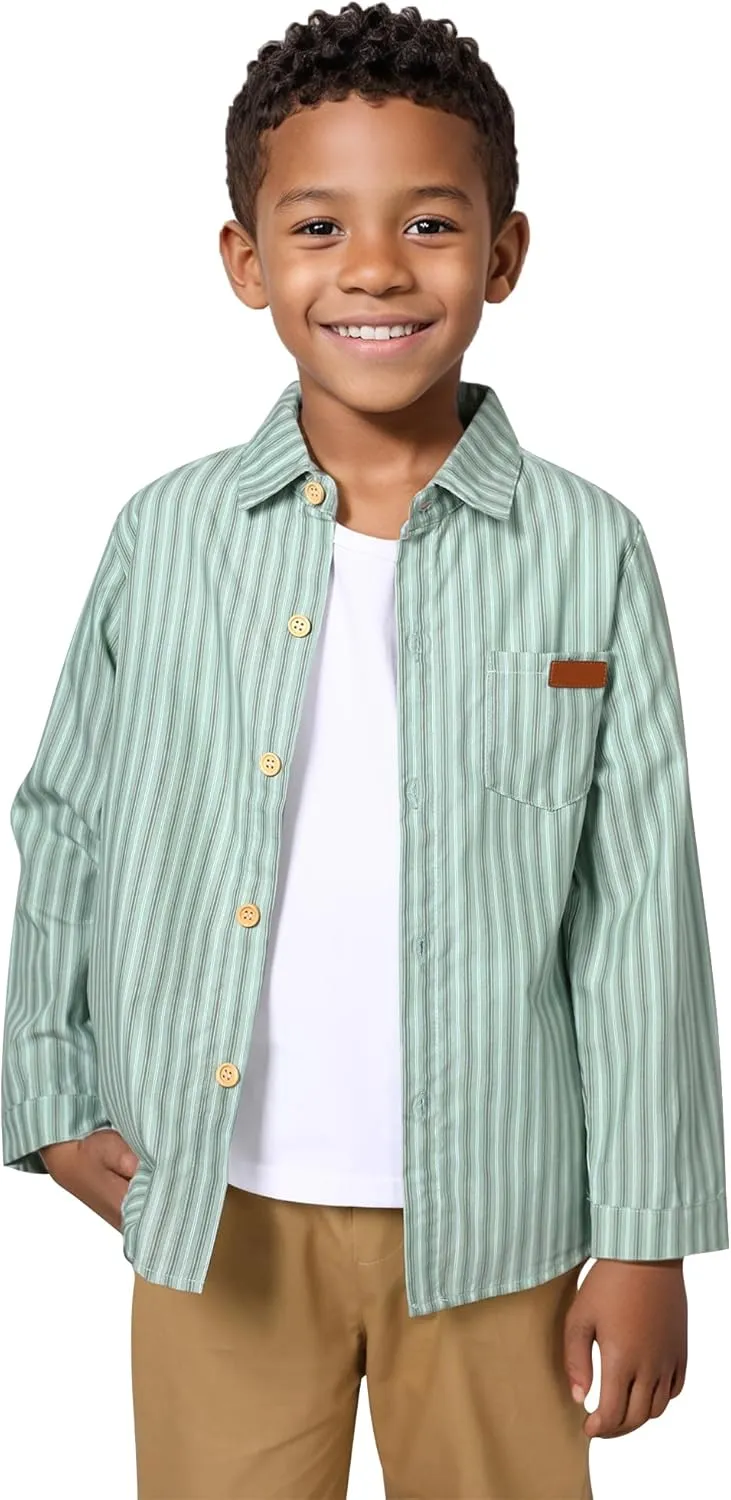 DISAUR Boys Dress Shirts Toddler Boy Button Down Shirt Long Sleeve Removable Bow Tie Button Up Shirt White Formal Graduation