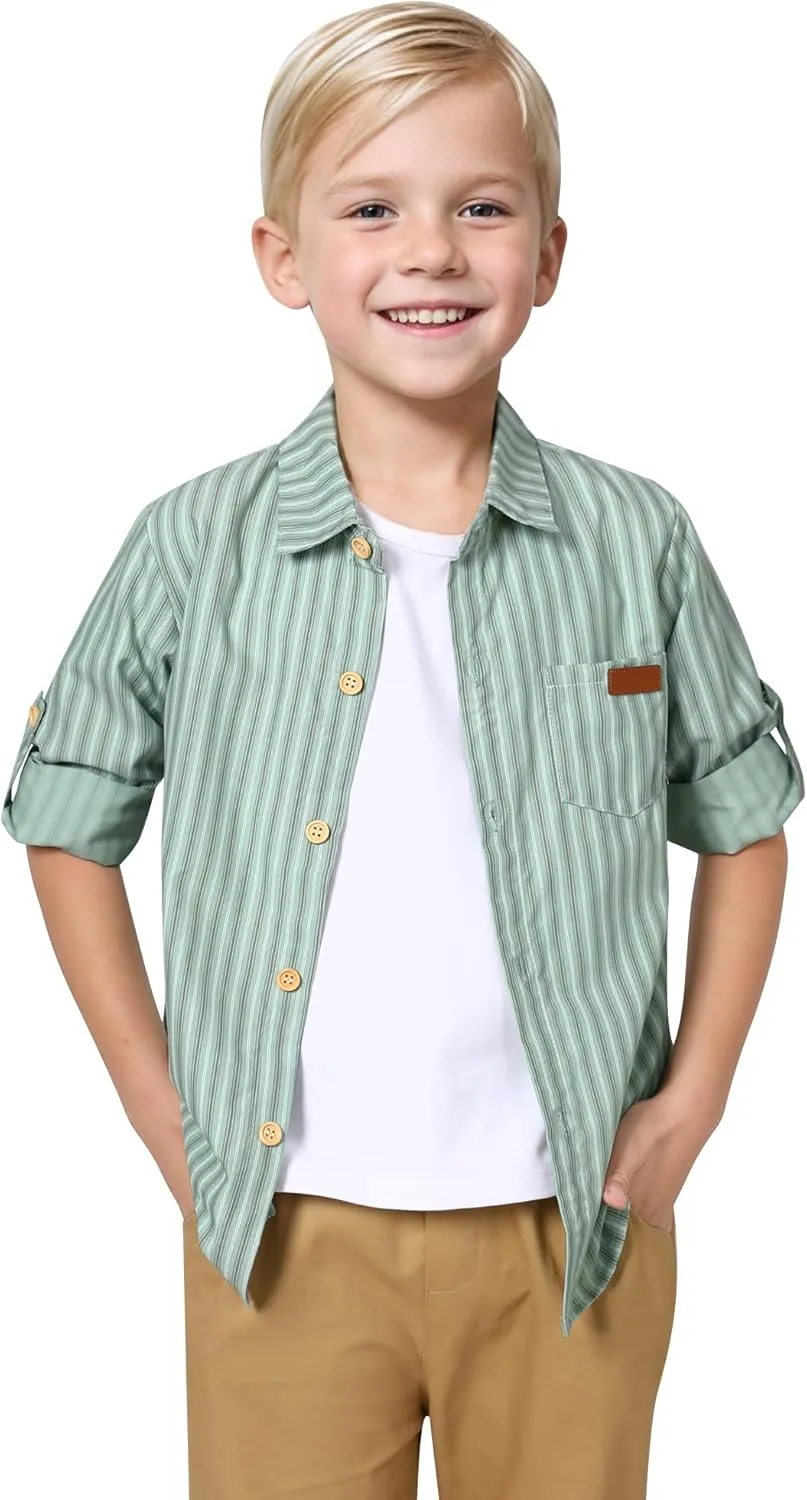 DISAUR Boys Dress Shirts Toddler Boy Button Down Shirt Long Sleeve Removable Bow Tie Button Up Shirt White Formal Graduation