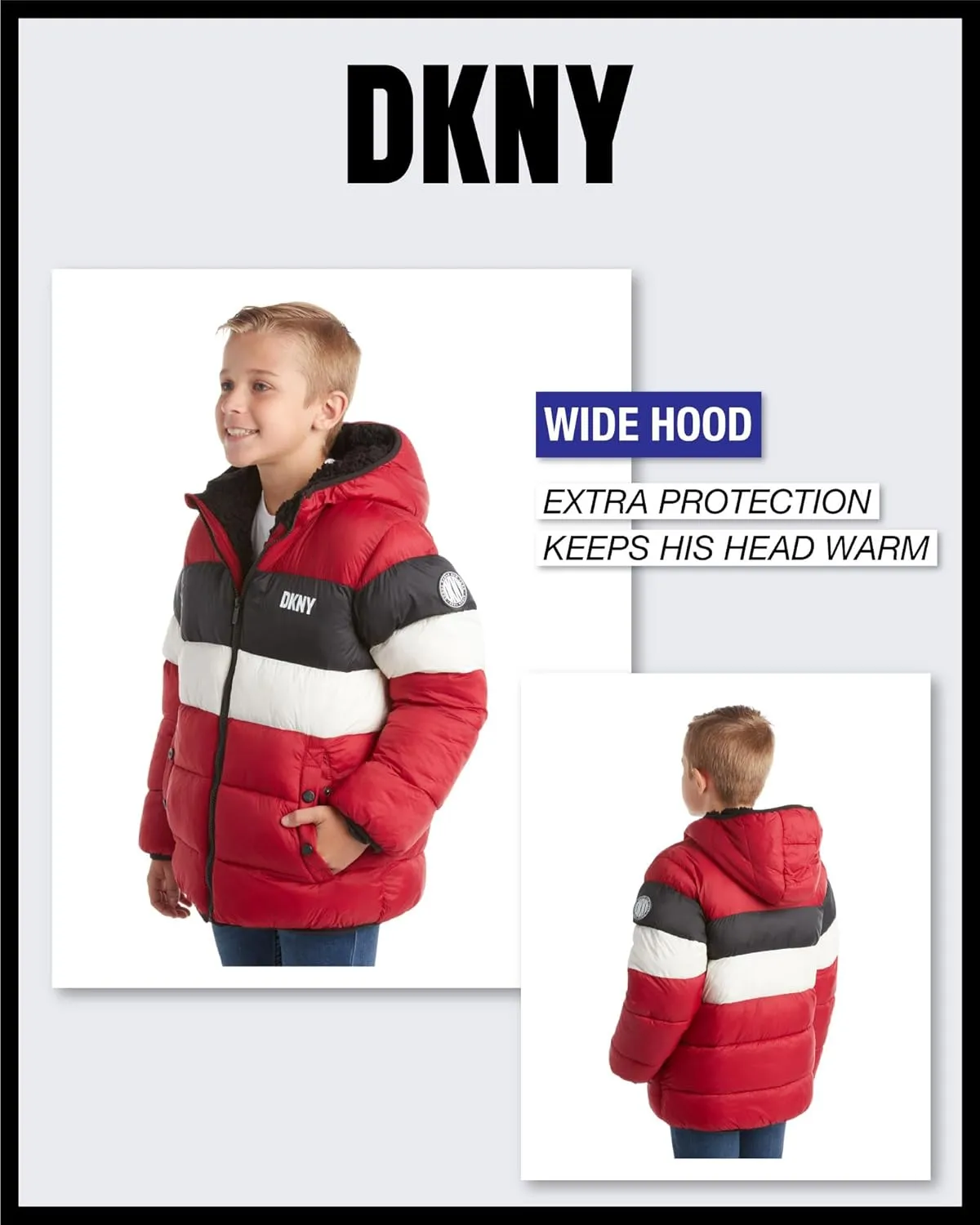 DKNY Boys' Winter Jacket - Heavyweight Sherpa Lined Bubble Puffer Coat with Convenient Pockets - Jacket for Boys (Size: 4-20)