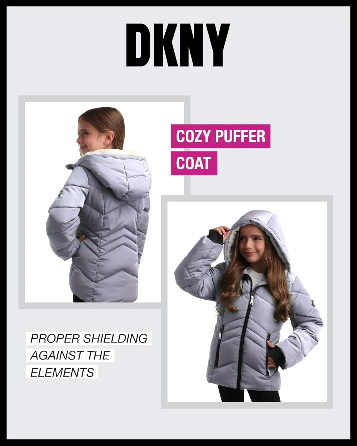 DKNY Girls' Winter Coat - Sherpa Fur Lined Heavyweight Quilted Puffer Parka - Insulated Winter Ski Jacket for Girls (4-16)