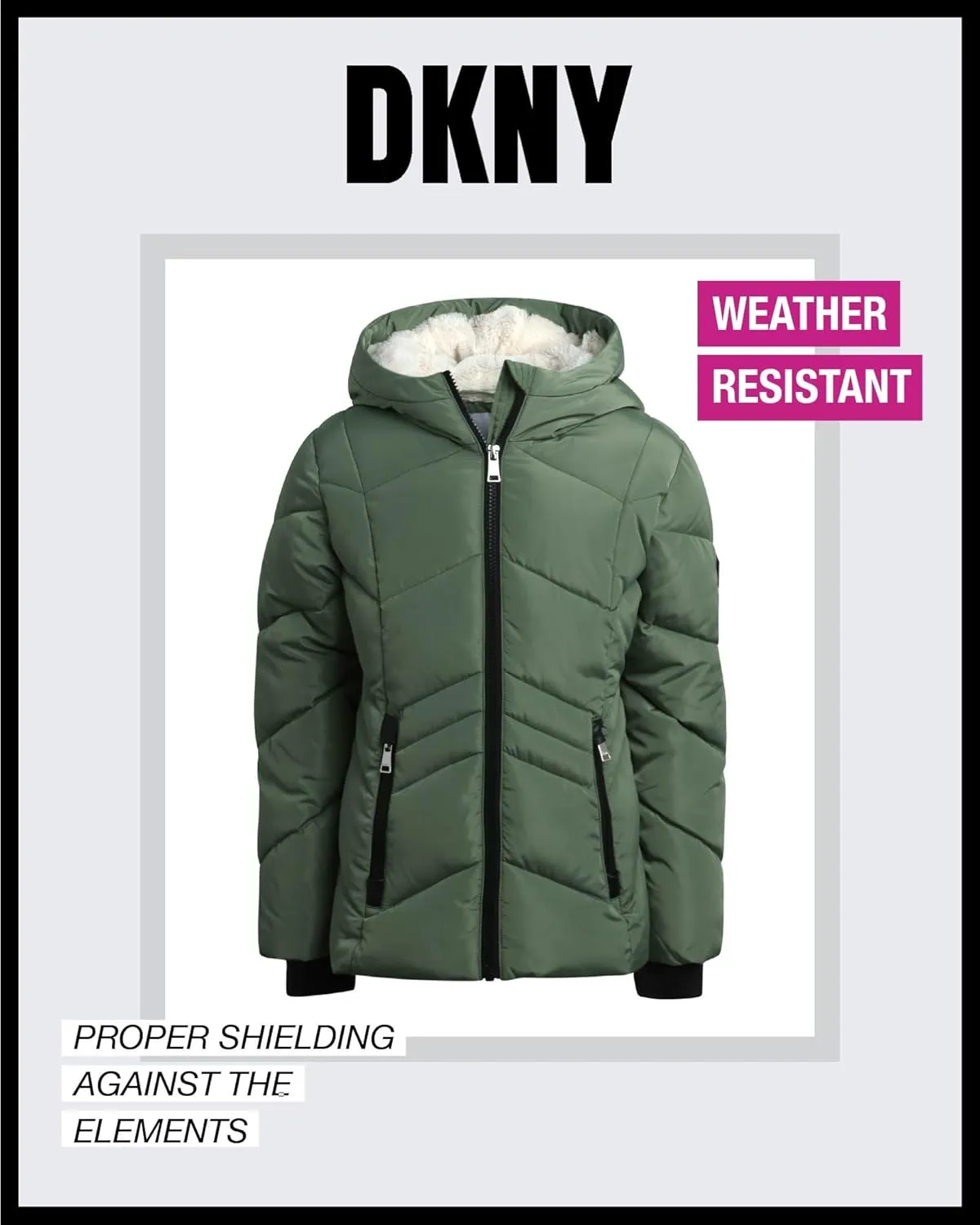 DKNY Girls' Winter Coat - Sherpa Fur Lined Heavyweight Quilted Puffer Parka - Insulated Winter Ski Jacket for Girls (4-16)