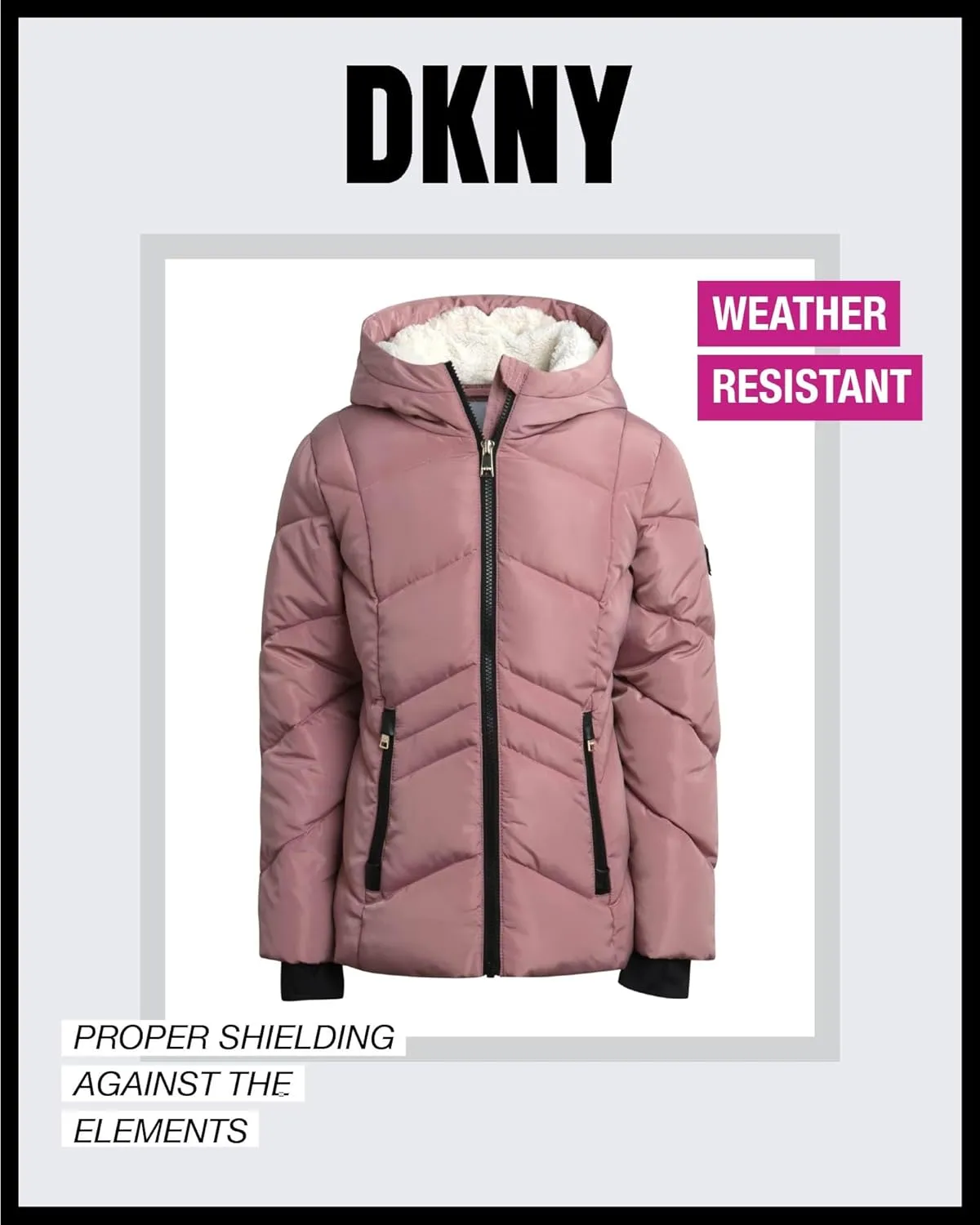 DKNY Girls' Winter Coat - Sherpa Fur Lined Heavyweight Quilted Puffer Parka - Insulated Winter Ski Jacket for Girls (4-16)