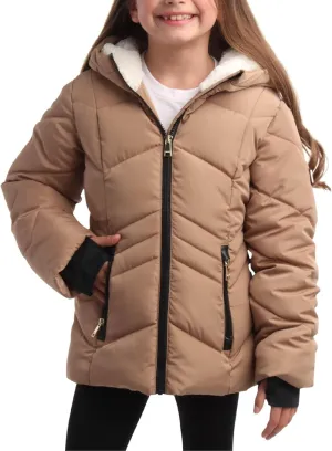 DKNY Girls' Winter Coat - Sherpa Fur Lined Heavyweight Quilted Puffer Parka - Insulated Winter Ski Jacket for Girls (4-16)