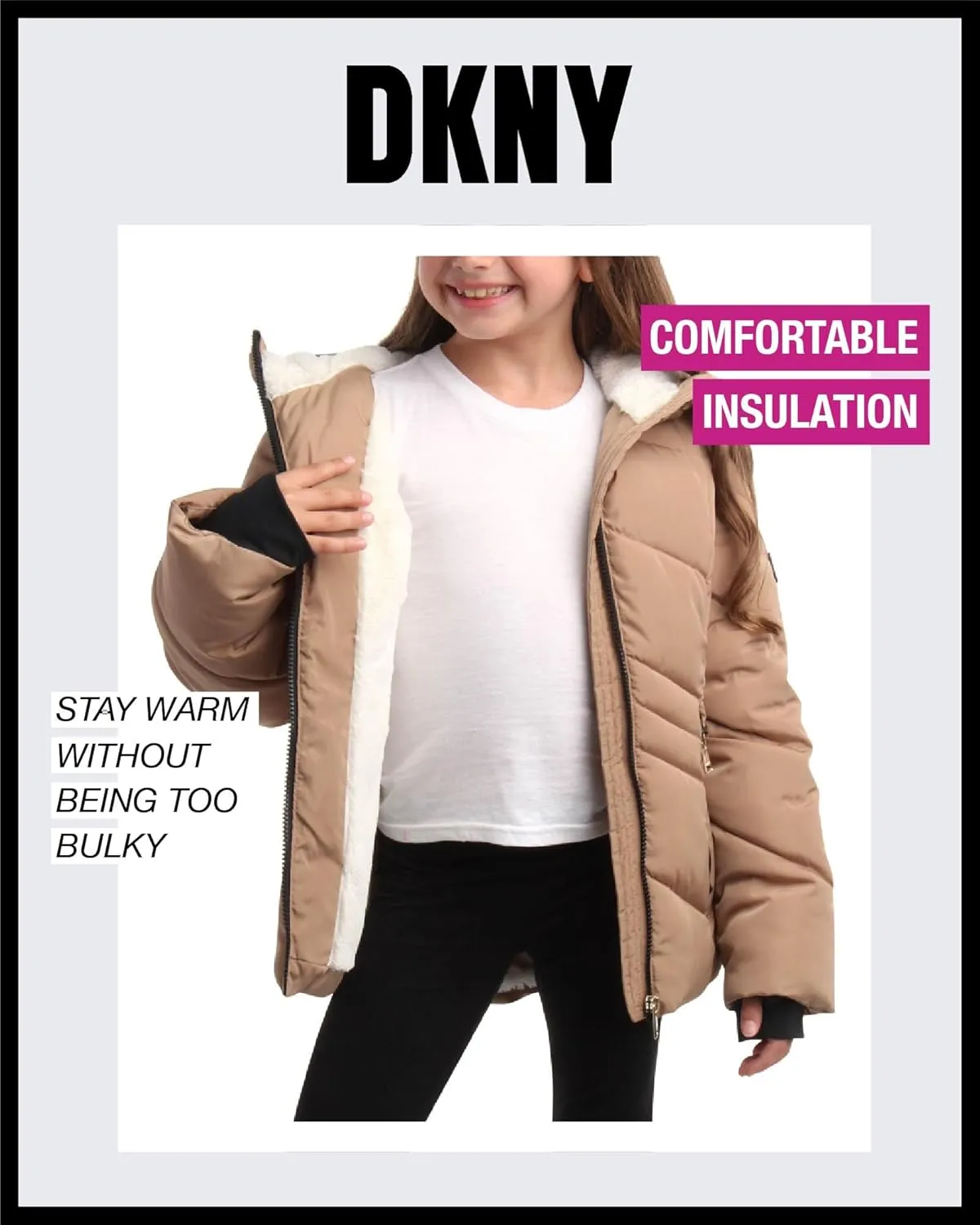 DKNY Girls' Winter Coat - Sherpa Fur Lined Heavyweight Quilted Puffer Parka - Insulated Winter Ski Jacket for Girls (4-16)