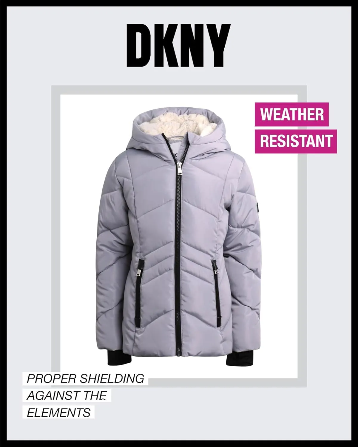DKNY Girls' Winter Coat - Sherpa Fur Lined Heavyweight Quilted Puffer Parka - Insulated Winter Ski Jacket for Girls (4-16)