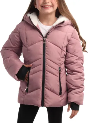 DKNY Girls' Winter Coat - Sherpa Fur Lined Heavyweight Quilted Puffer Parka - Insulated Winter Ski Jacket for Girls (4-16)