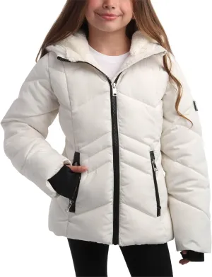 DKNY Girls' Winter Coat - Sherpa Fur Lined Heavyweight Quilted Puffer Parka - Insulated Winter Ski Jacket for Girls (4-16)