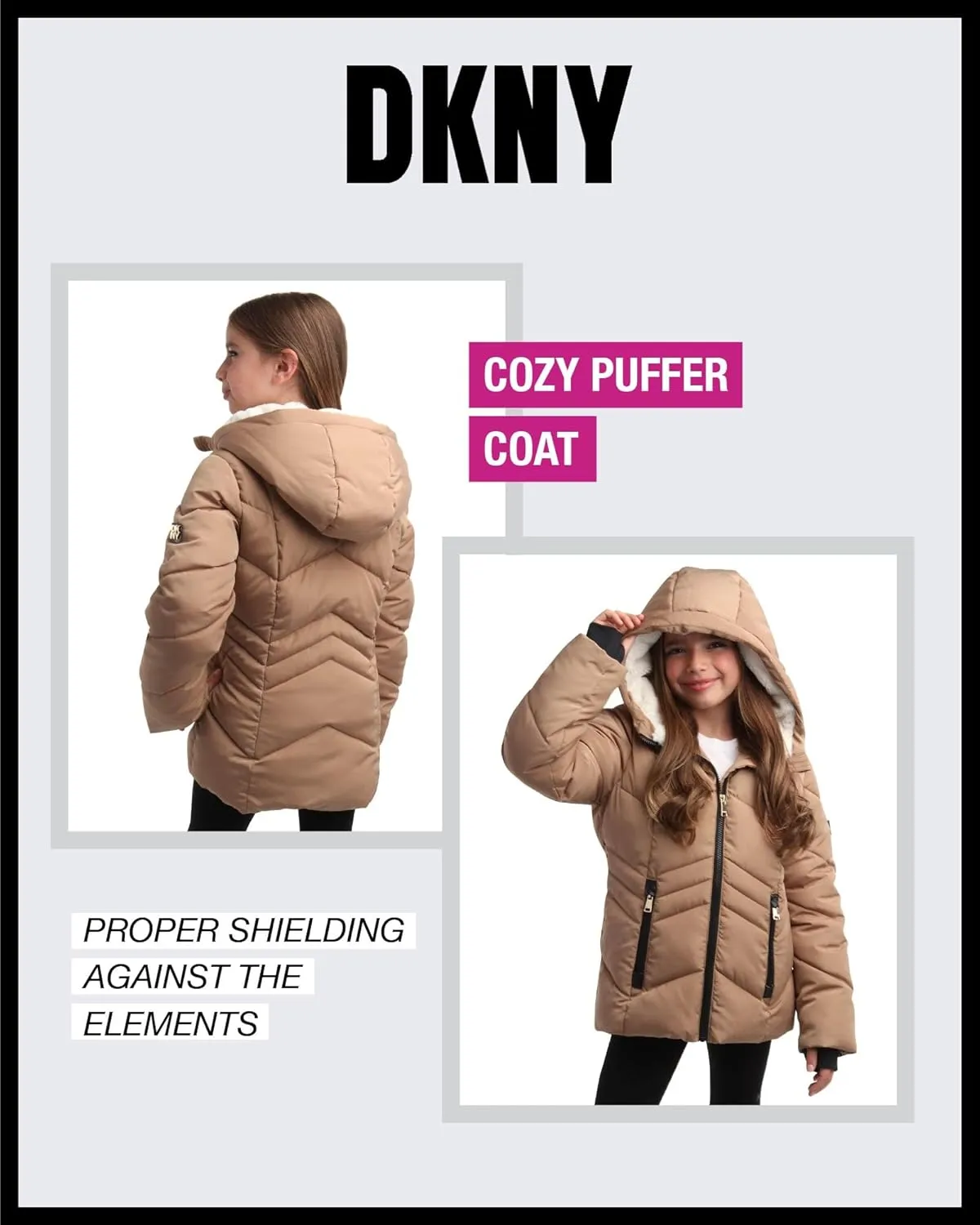 DKNY Girls' Winter Coat - Sherpa Fur Lined Heavyweight Quilted Puffer Parka - Insulated Winter Ski Jacket for Girls (4-16)
