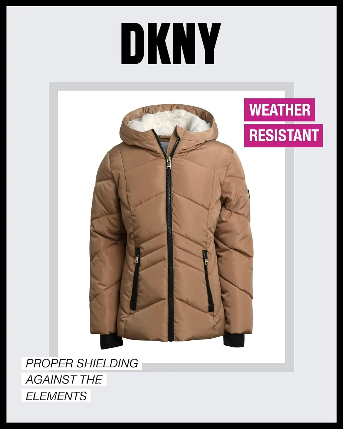 DKNY Girls' Winter Coat - Sherpa Fur Lined Heavyweight Quilted Puffer Parka - Insulated Winter Ski Jacket for Girls (4-16)