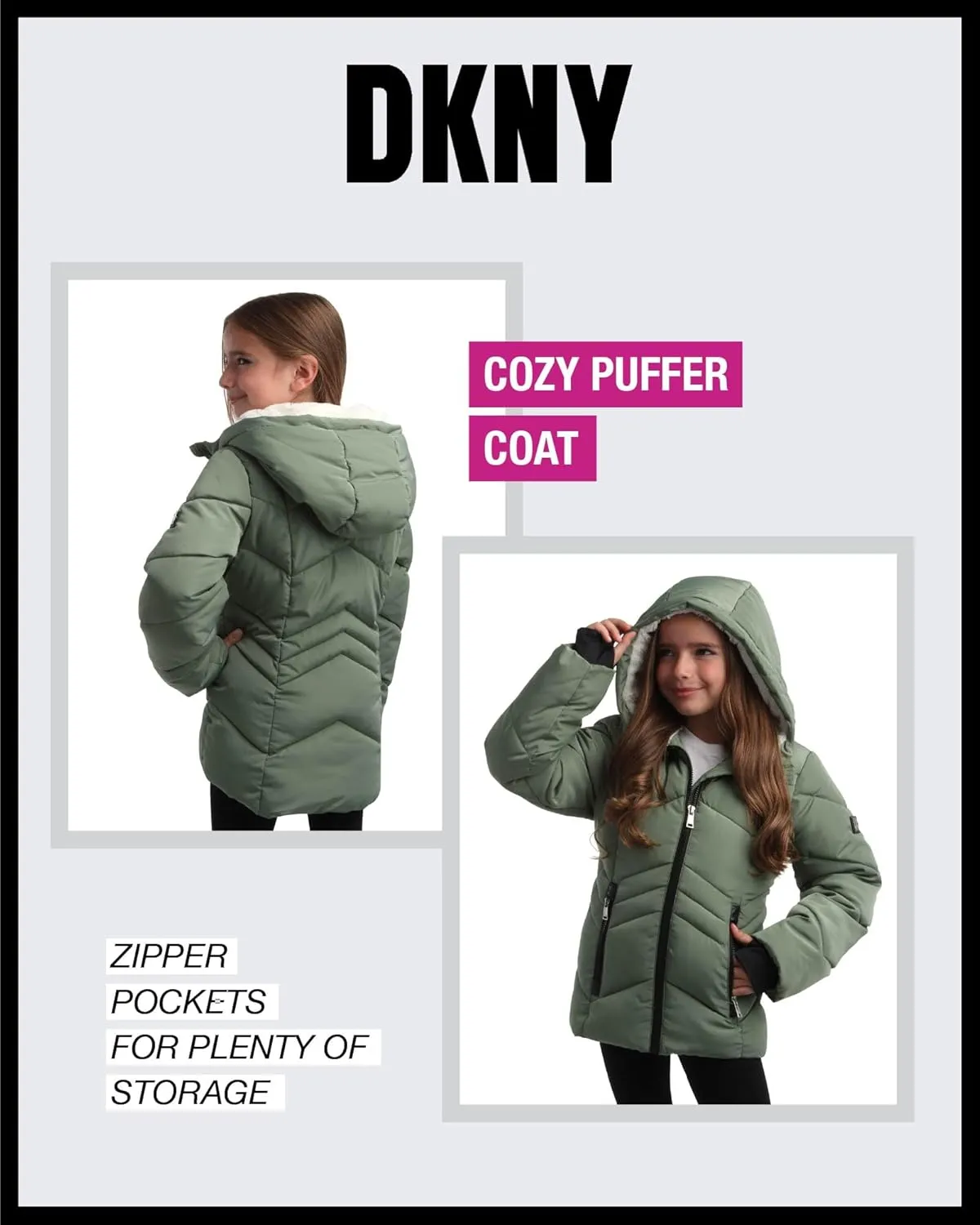 DKNY Girls' Winter Coat - Sherpa Fur Lined Heavyweight Quilted Puffer Parka - Insulated Winter Ski Jacket for Girls (4-16)