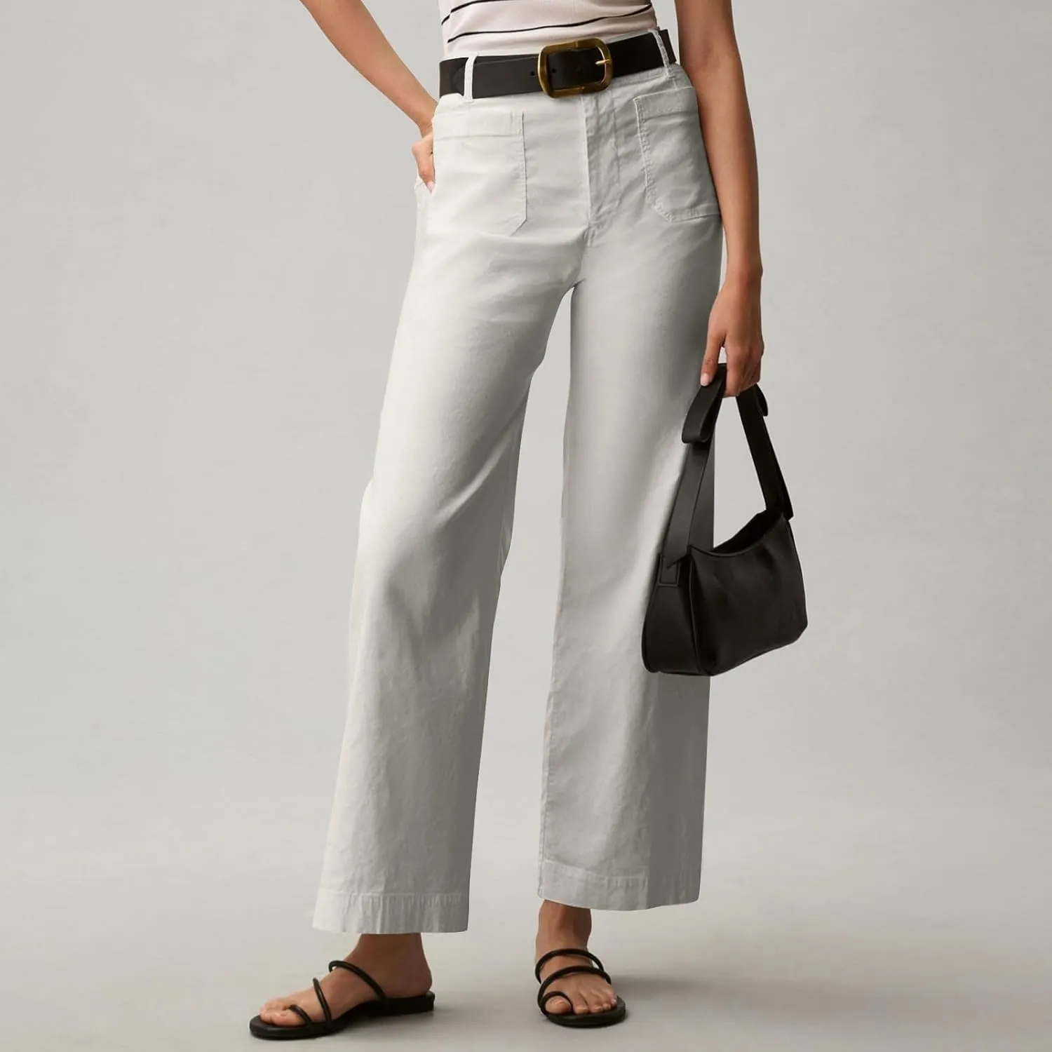 Dress Pants Women Tummy Control High Waist Chino Work Pants Business Casual Wide Leg Trousers Slacks Ankle Jeans