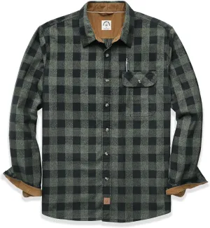 Dubinik Mens Flannel Shirts Long Sleeve Flannel Shirt for Men Casual Button Down Brushed 100% Cotton Shirt