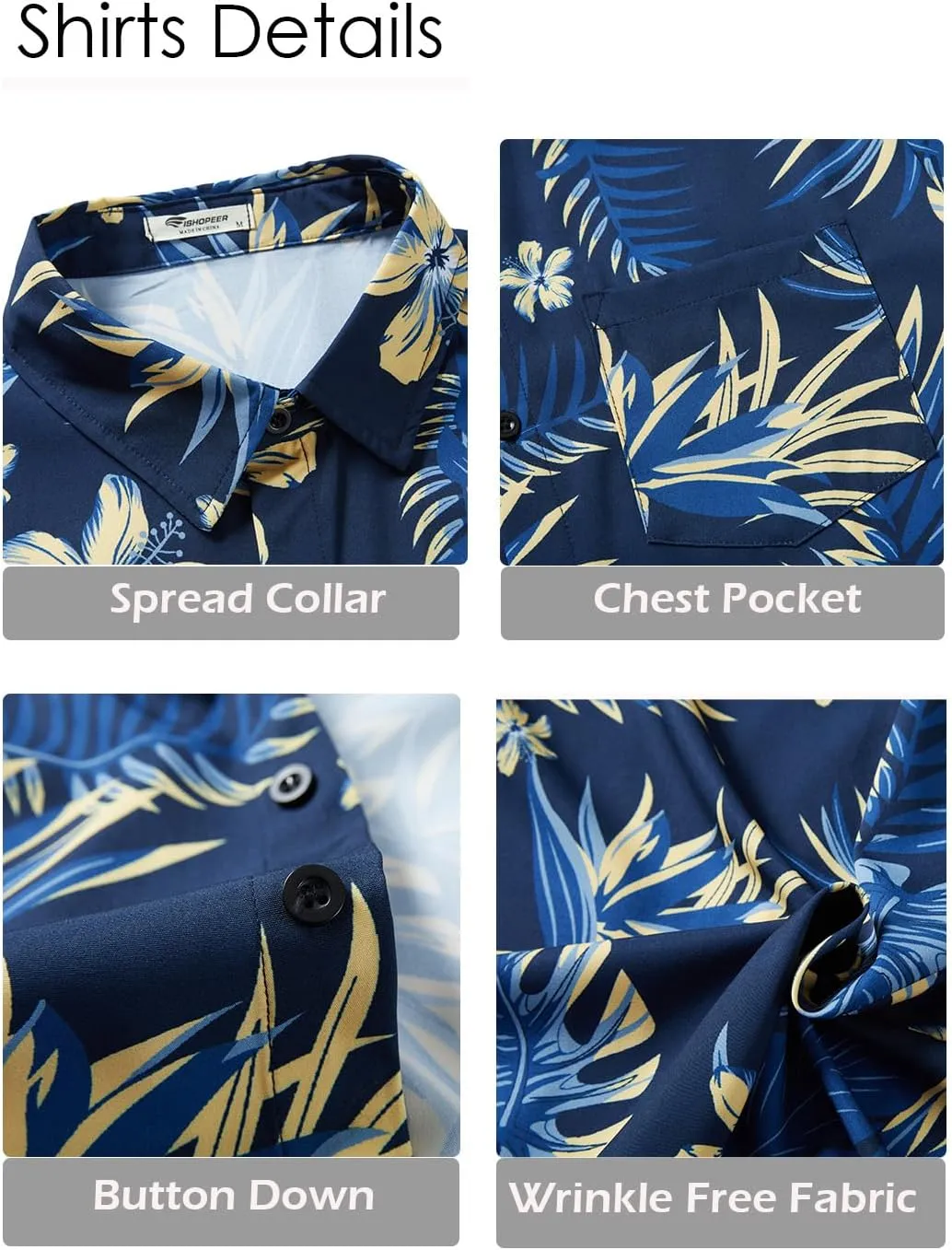 EISHOPEER Men's Flower Shirt Hawaiian Sets Casual Button Down Short Sleeve Shirt and Solid Quick Dry Beach Shorts S-3XL