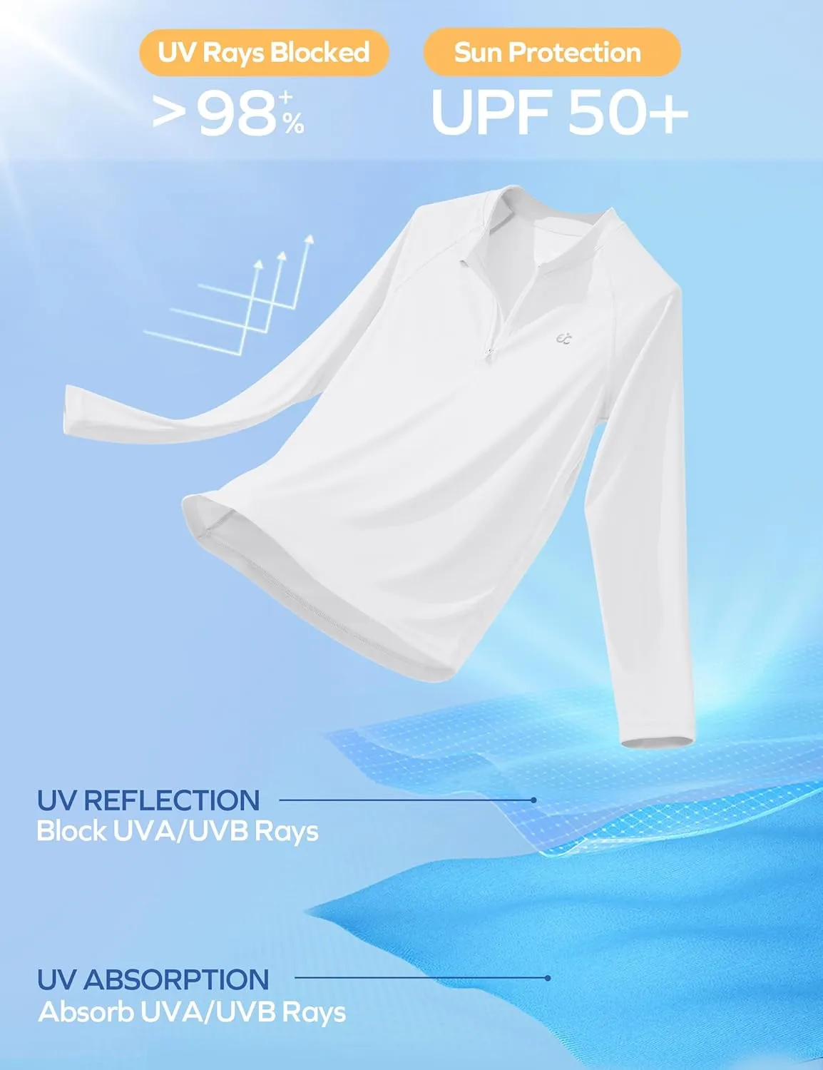Ewedoos UPF50  Boys Swim Shirt Rash Guard Long Sleeve Quick Dry Sun Shirts Kids Boys Fishing Shirt for Summer Outdoor