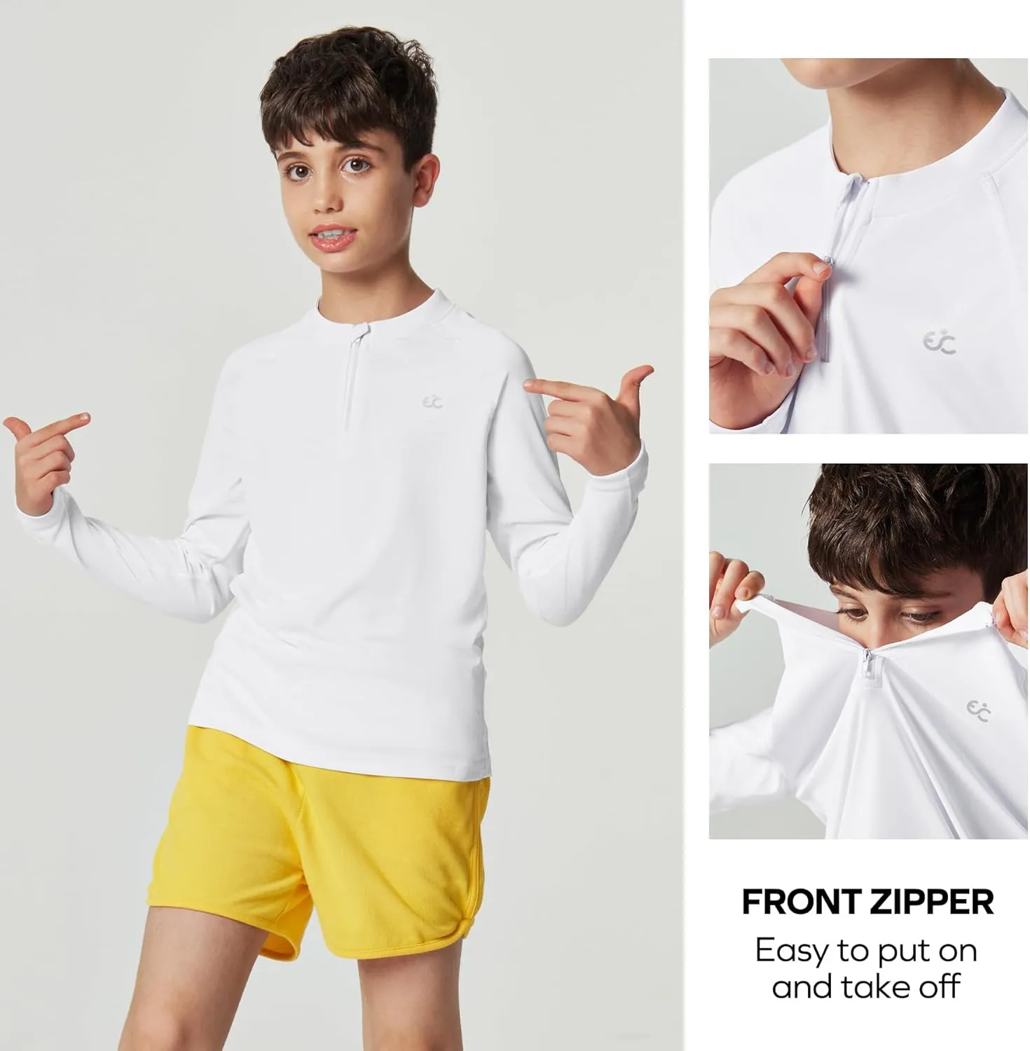 Ewedoos UPF50  Boys Swim Shirt Rash Guard Long Sleeve Quick Dry Sun Shirts Kids Boys Fishing Shirt for Summer Outdoor