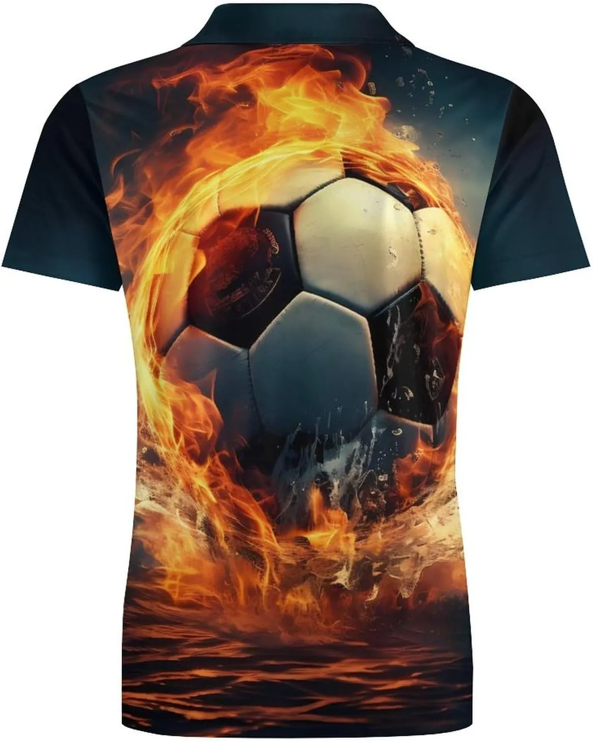 Football in Fire and Water Men's Polo Shirt Short Sleeve Casual Athletic Quick Dry Golf T-Shirts