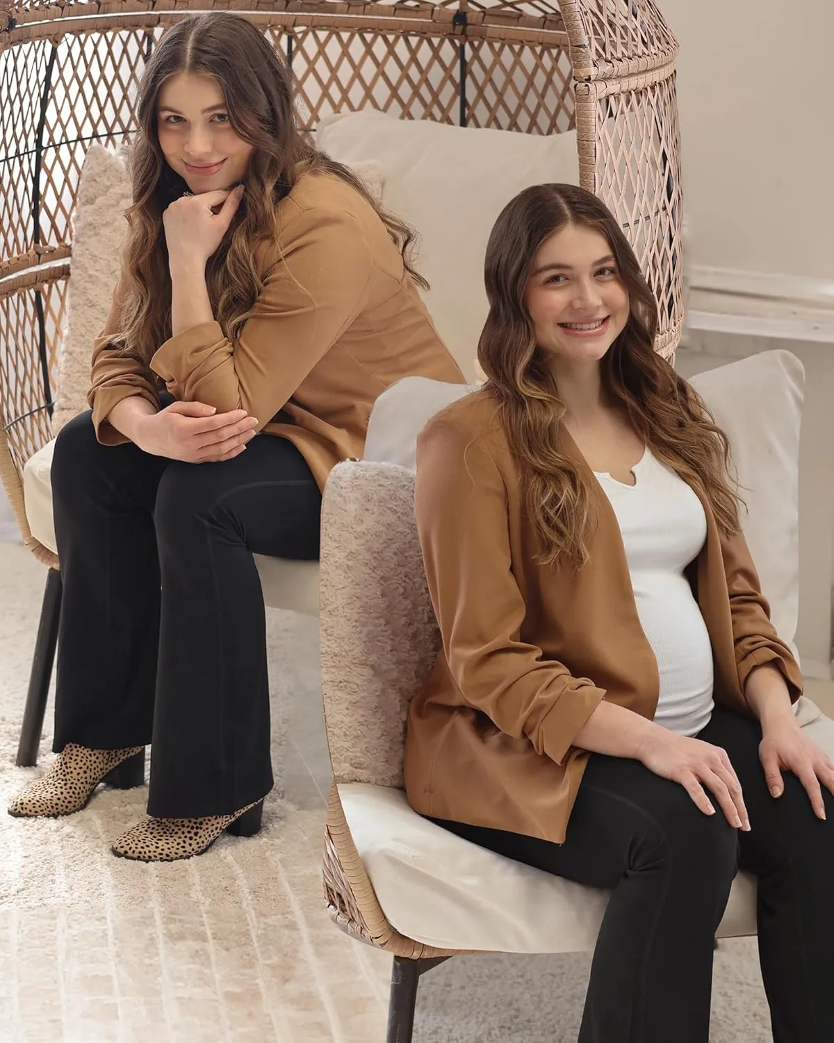 G4Free BareFeel Maternity Flare Leggings with Pockets Over The Belly Stretchy Casual Lounge Pregnancy Dress Pants for Work