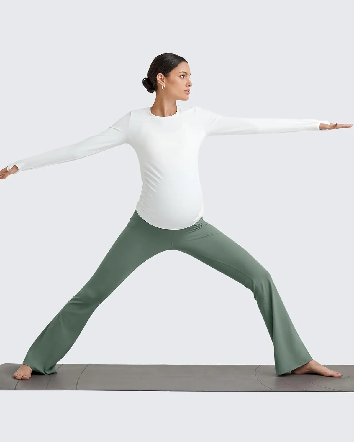 G4Free BareFeel Maternity Flare Leggings with Pockets Over The Belly Stretchy Casual Lounge Pregnancy Dress Pants for Work