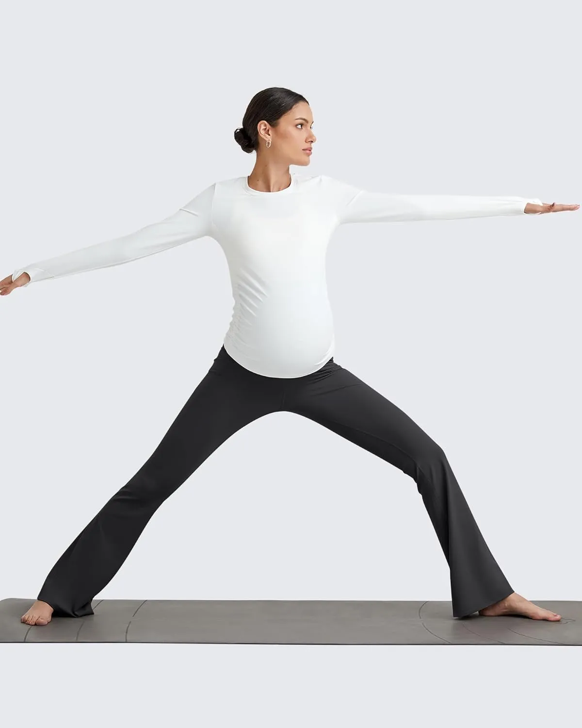 G4Free BareFeel Maternity Flare Leggings with Pockets Over The Belly Stretchy Casual Lounge Pregnancy Dress Pants for Work