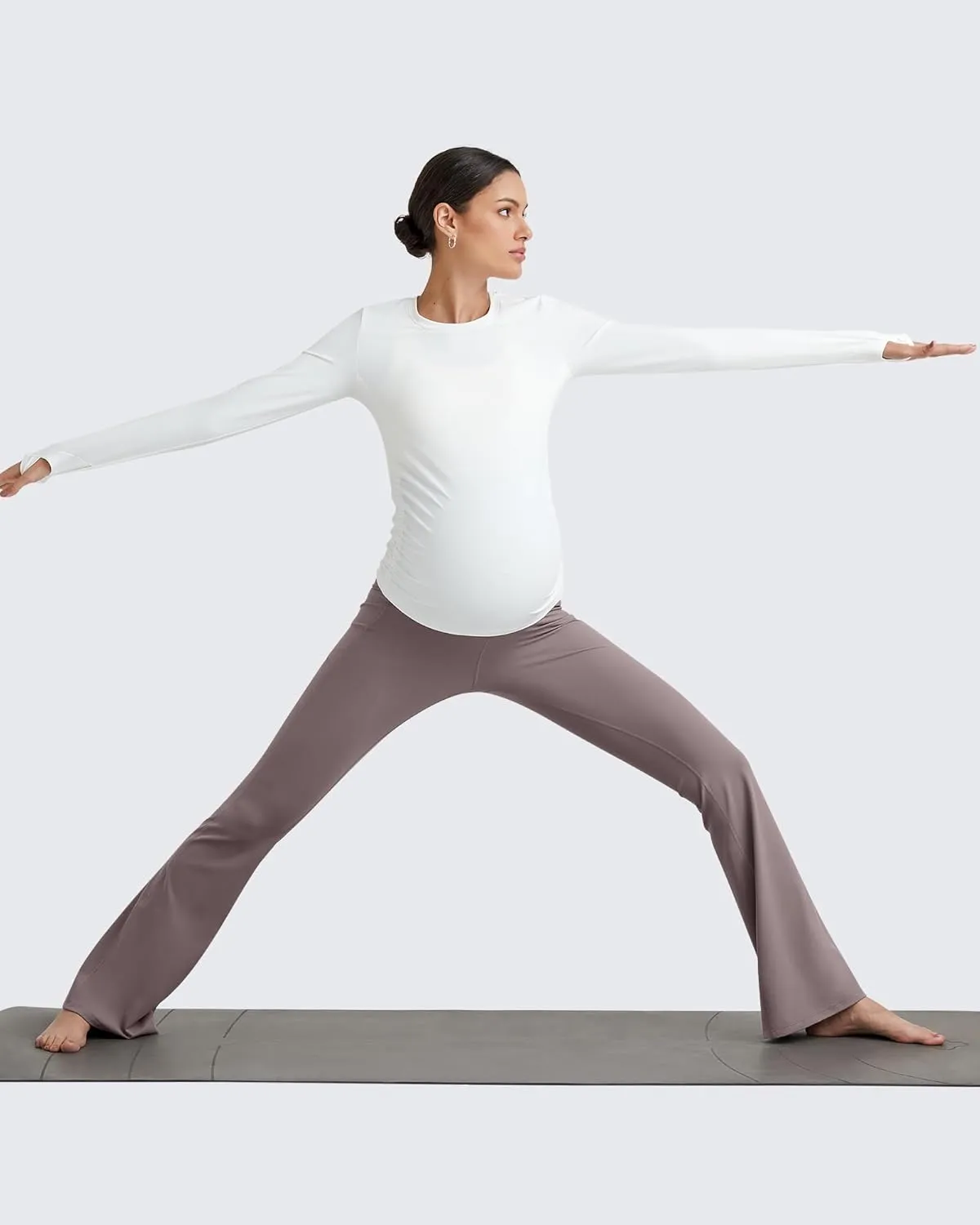 G4Free BareFeel Maternity Flare Leggings with Pockets Over The Belly Stretchy Casual Lounge Pregnancy Dress Pants for Work