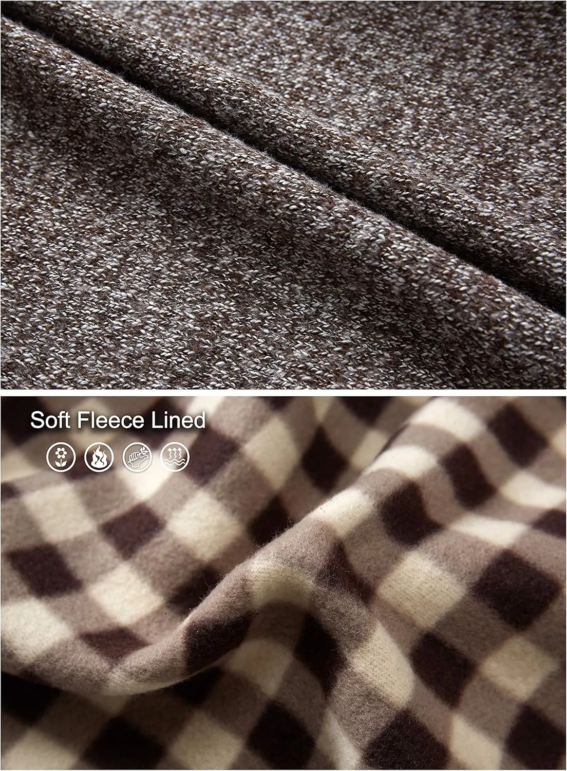 Gioberti Men's Knitted Regular Fit Full Zip Cardigan Sweater with Soft Brushed Flannel Lining