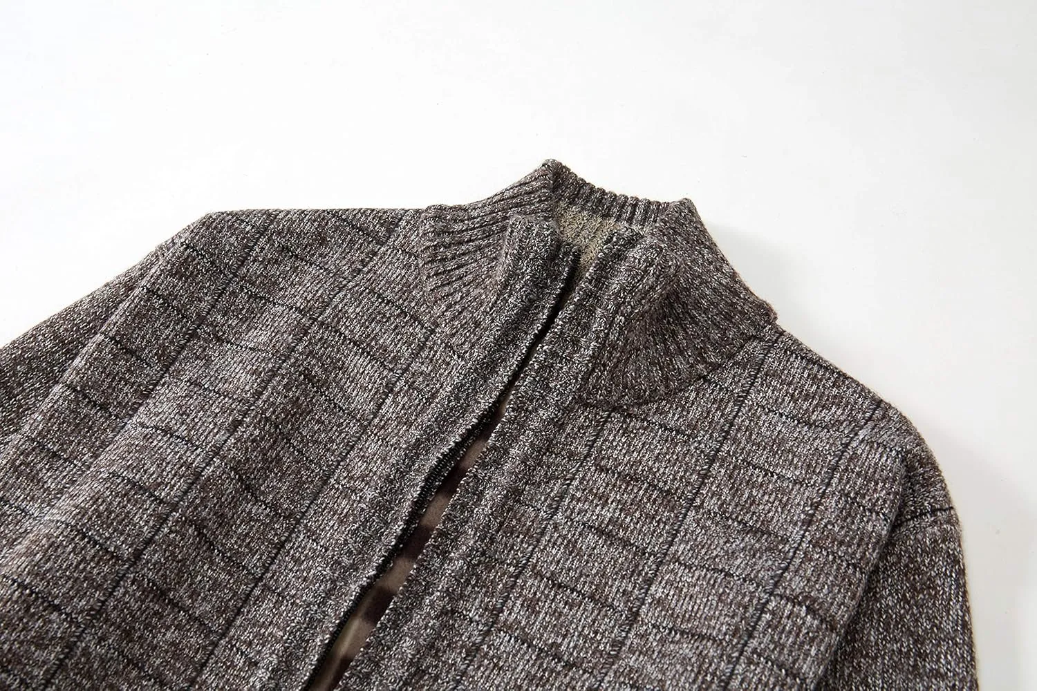 Gioberti Men's Knitted Regular Fit Full Zip Cardigan Sweater with Soft Brushed Flannel Lining