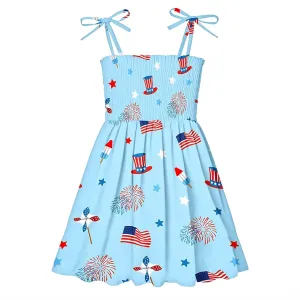 Girls Boho Dresses Cute Floral Sleeveless A Linen Sundress Kids Trendy Smocked Swing Midi Pleated Beach Dress Petite