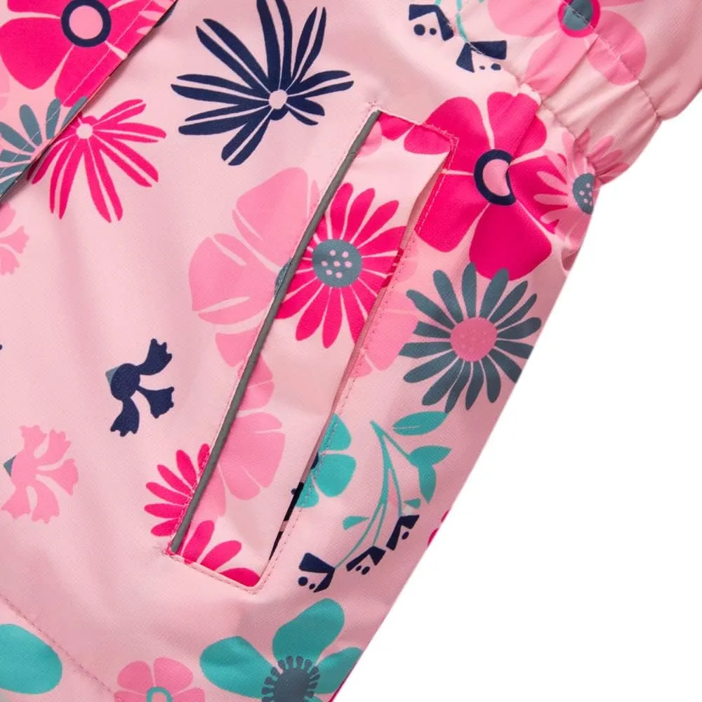 Girls Rain Jacket, Windbreaker Kids Raincoat Waterproof Zip Jacket with Fleece Liner