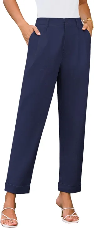 GRACE KARIN Women High Waisted Business Casual Pants Dressy Cuffed Work Office Trouser Slacks with Pockets