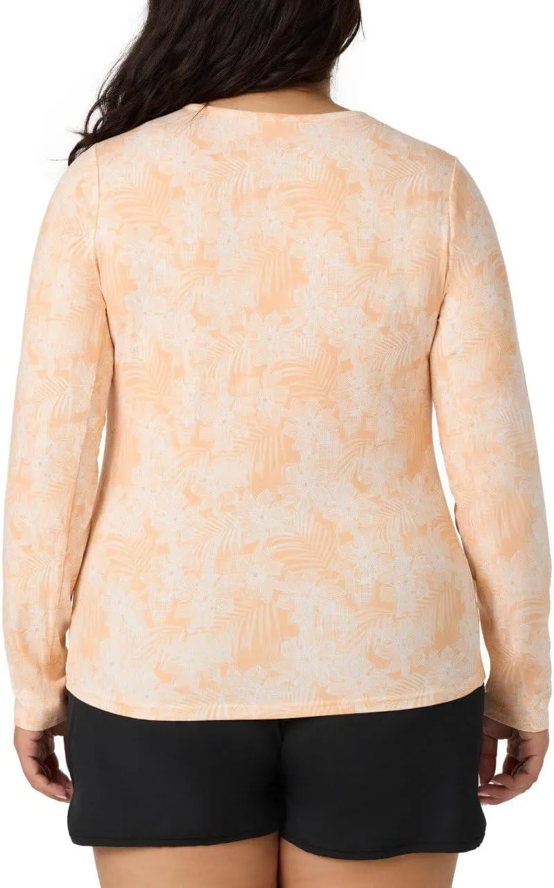 HANG TEN Women's Long Sleeve Shirt - Lightweight Quick Dry Rash Guard - Sun Protection Shirt - Beach - Hiking - Outdoor