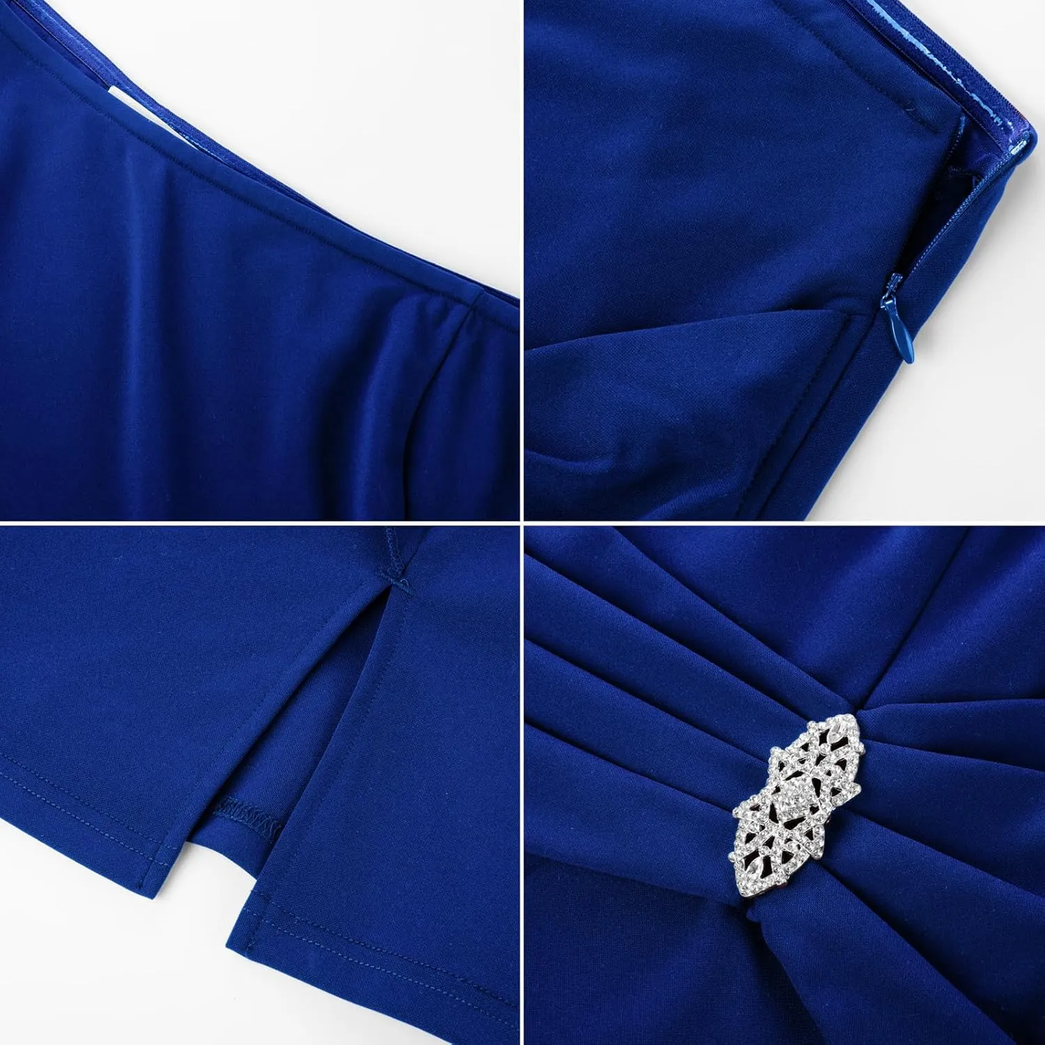 Hanna Nikole Women Plus Size One Shoulder Dress Sexy Ruched Bodycon Cocktail Dress with Rhinestone