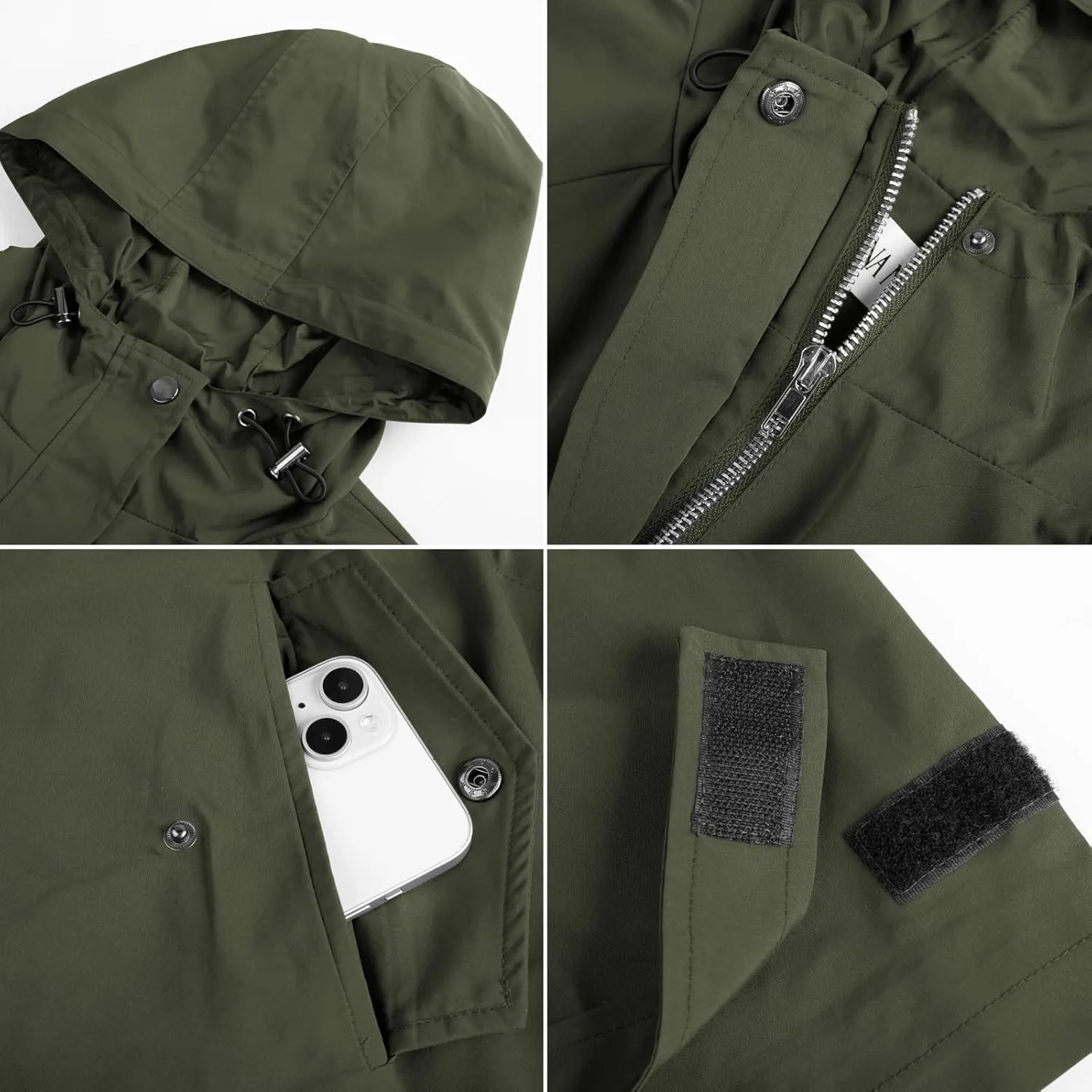 Hanna Nikole Women's Plus Size Waterproof Raincoat Lightweight Windbreaker Hooded Jacket with Pockets