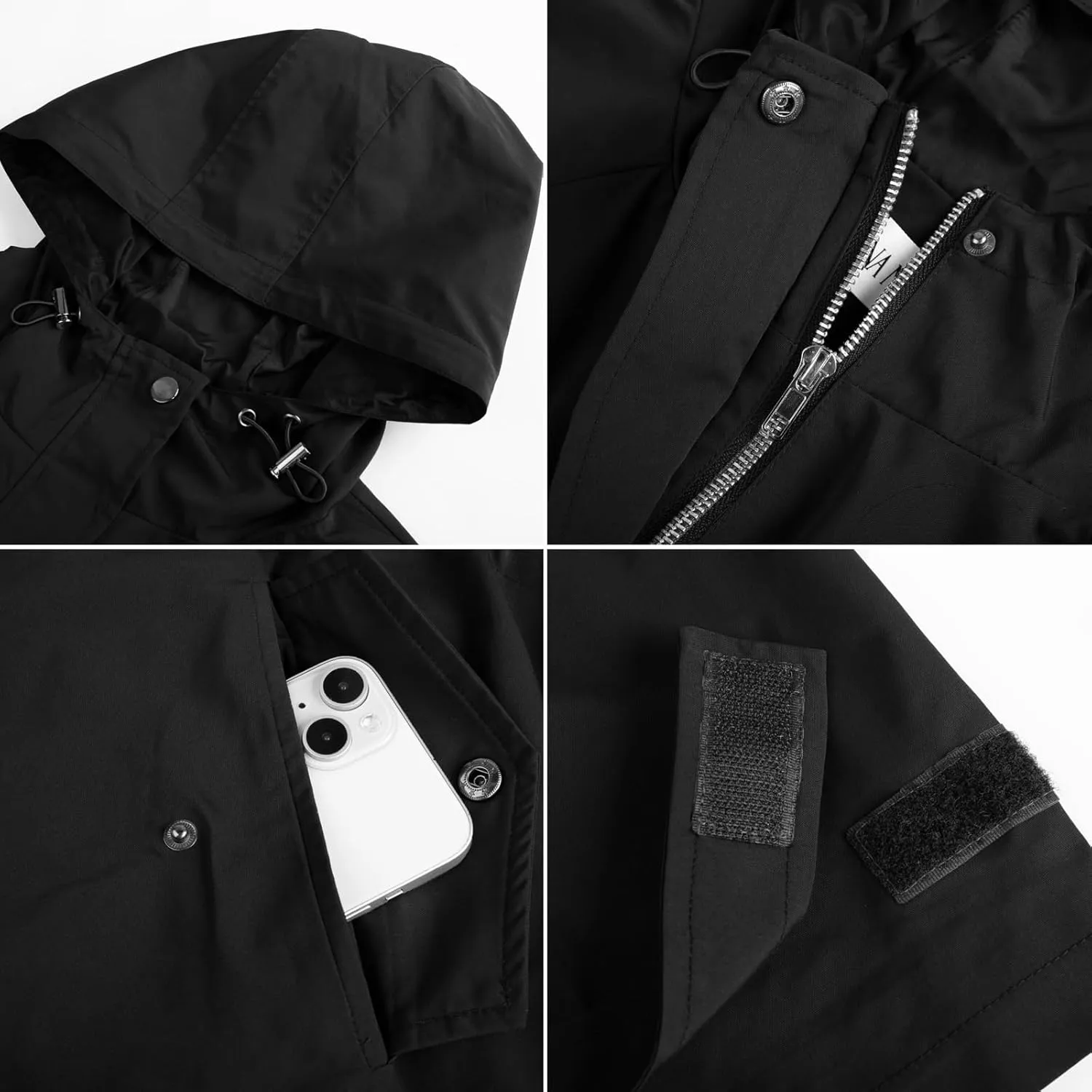 Hanna Nikole Women's Plus Size Waterproof Raincoat Lightweight Windbreaker Hooded Jacket with Pockets