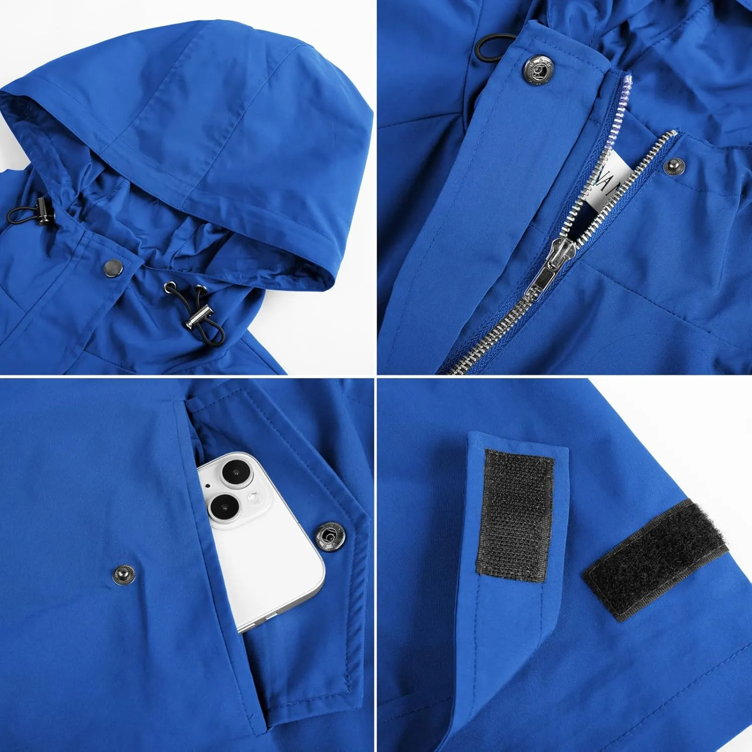 Hanna Nikole Women's Plus Size Waterproof Raincoat Lightweight Windbreaker Hooded Jacket with Pockets