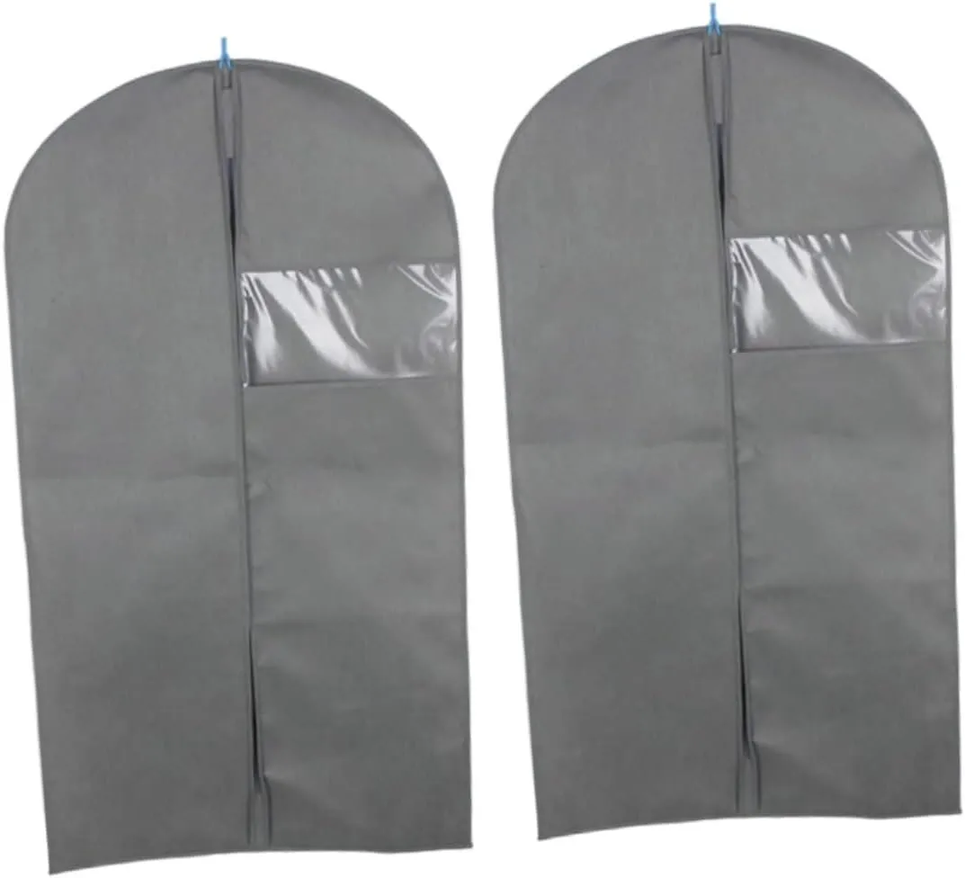 Homoyoyo Lightweight Suit Cover Storage Bag 2pcs Dress Storage Bag Closure Grey 60x108cm 60x128cm