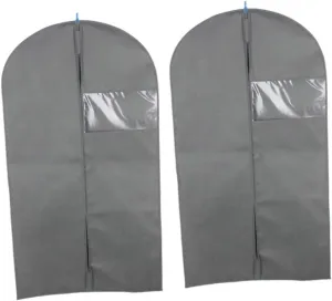 Homoyoyo Lightweight Suit Cover Storage Bag 2pcs Dress Storage Bag Closure Grey 60x108cm 60x128cm