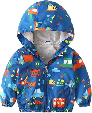 IMEKIS Toddler Baby Hooded Windbreaker Coat Zipper Dinosaur Jacket Fall Lightweight Windproof Outwear for Boys Girls