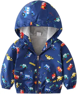 IMEKIS Toddler Baby Hooded Windbreaker Coat Zipper Dinosaur Jacket Fall Lightweight Windproof Outwear for Boys Girls