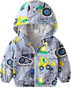 IMEKIS Toddler Baby Hooded Windbreaker Coat Zipper Dinosaur Jacket Fall Lightweight Windproof Outwear for Boys Girls