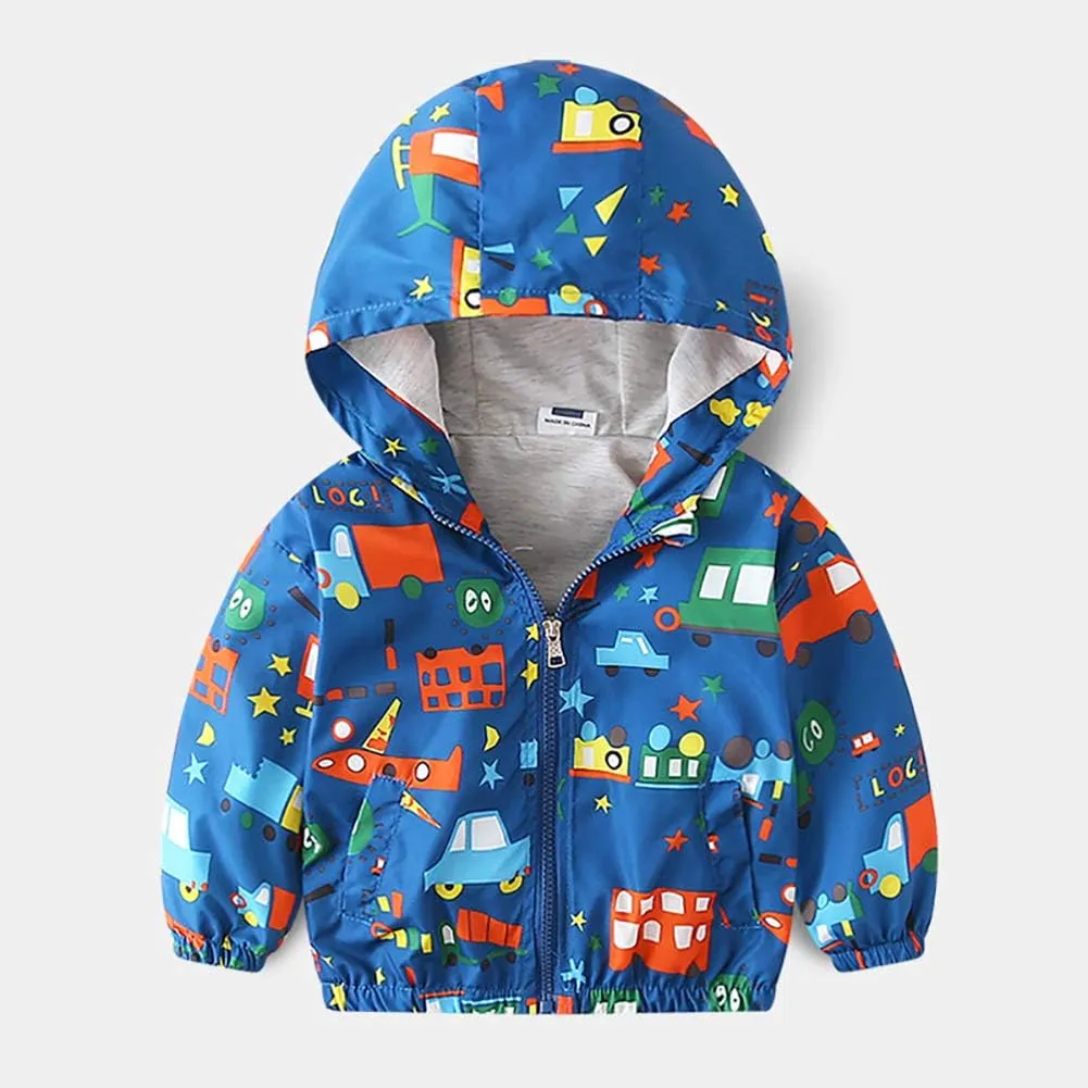 IMEKIS Toddler Baby Hooded Windbreaker Coat Zipper Dinosaur Jacket Fall Lightweight Windproof Outwear for Boys Girls