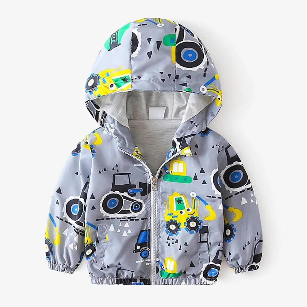 IMEKIS Toddler Baby Hooded Windbreaker Coat Zipper Dinosaur Jacket Fall Lightweight Windproof Outwear for Boys Girls