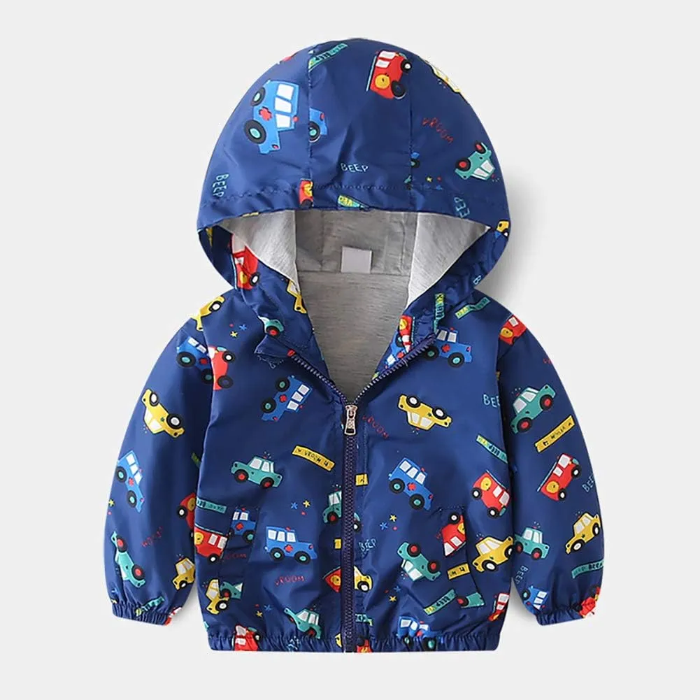 IMEKIS Toddler Baby Hooded Windbreaker Coat Zipper Dinosaur Jacket Fall Lightweight Windproof Outwear for Boys Girls