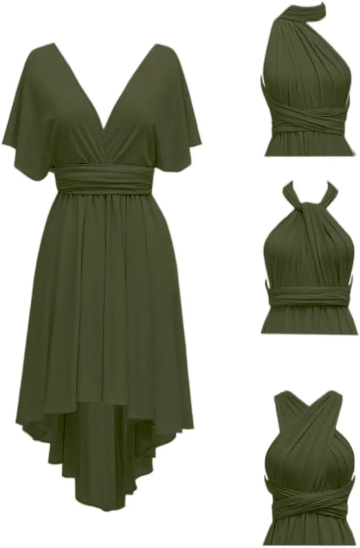 Infinity Dresses for Bridesmaid - High Low Multi-Way Dress - Ruffles Spandex Convertible Dresses - SDD167