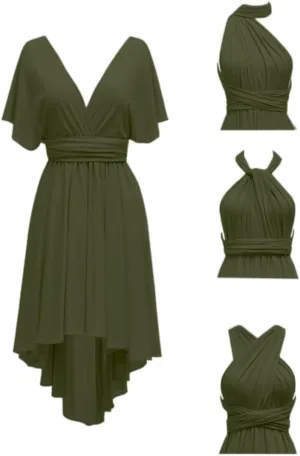 Infinity Dresses for Bridesmaid - High Low Multi-Way Dress - Ruffles Spandex Convertible Dresses - SDD167