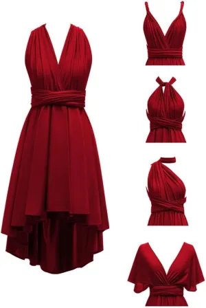 Infinity Dresses for Bridesmaid - High Low Multi-Way Dress - Ruffles Spandex Convertible Dresses - SDD167