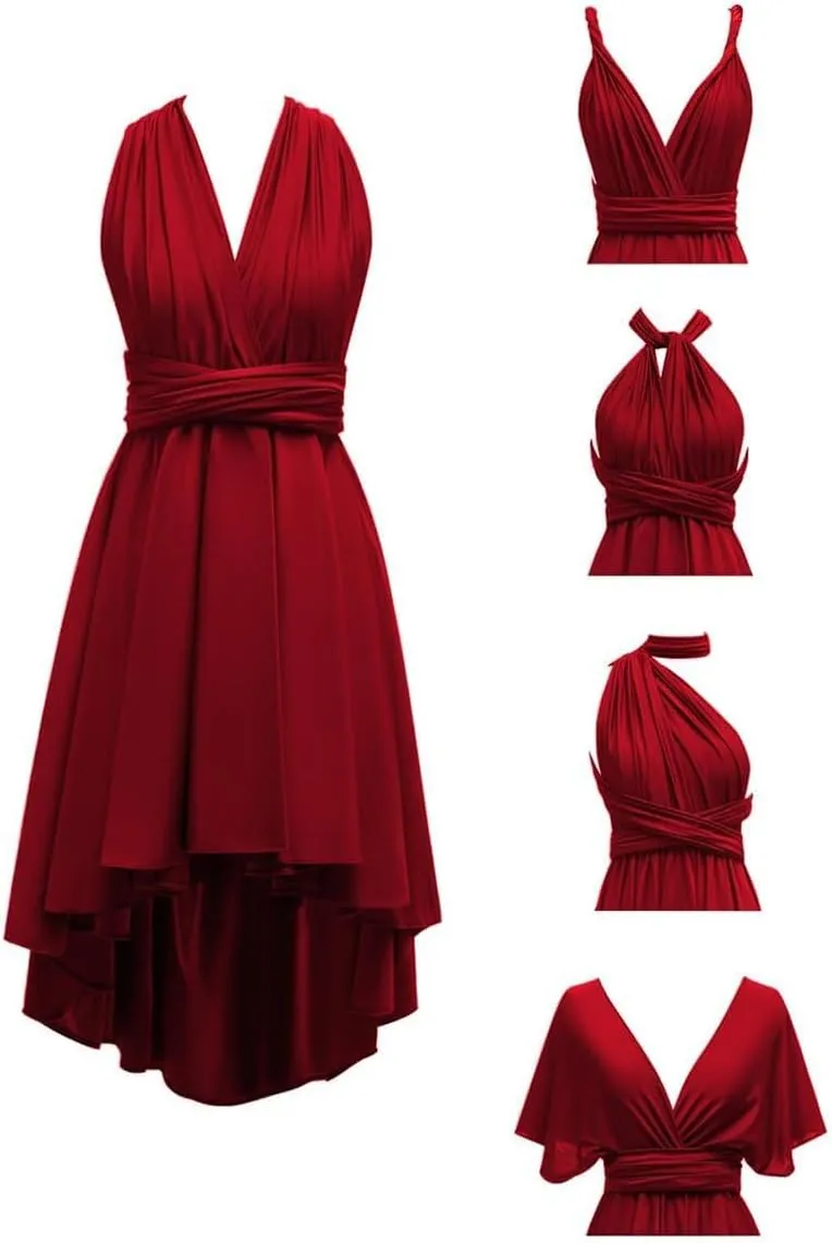 Infinity Dresses for Bridesmaid - High Low Multi-Way Dress - Ruffles Spandex Convertible Dresses - SDD167