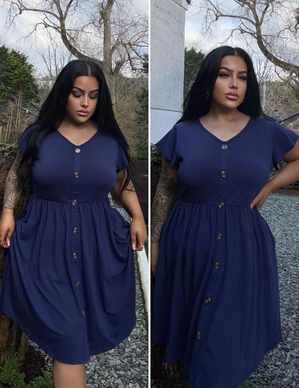 IN'VOLAND Plus Size Summer Dresses for Women Casual Floral A-line Dress Flowy Beach Sundress with Pockets