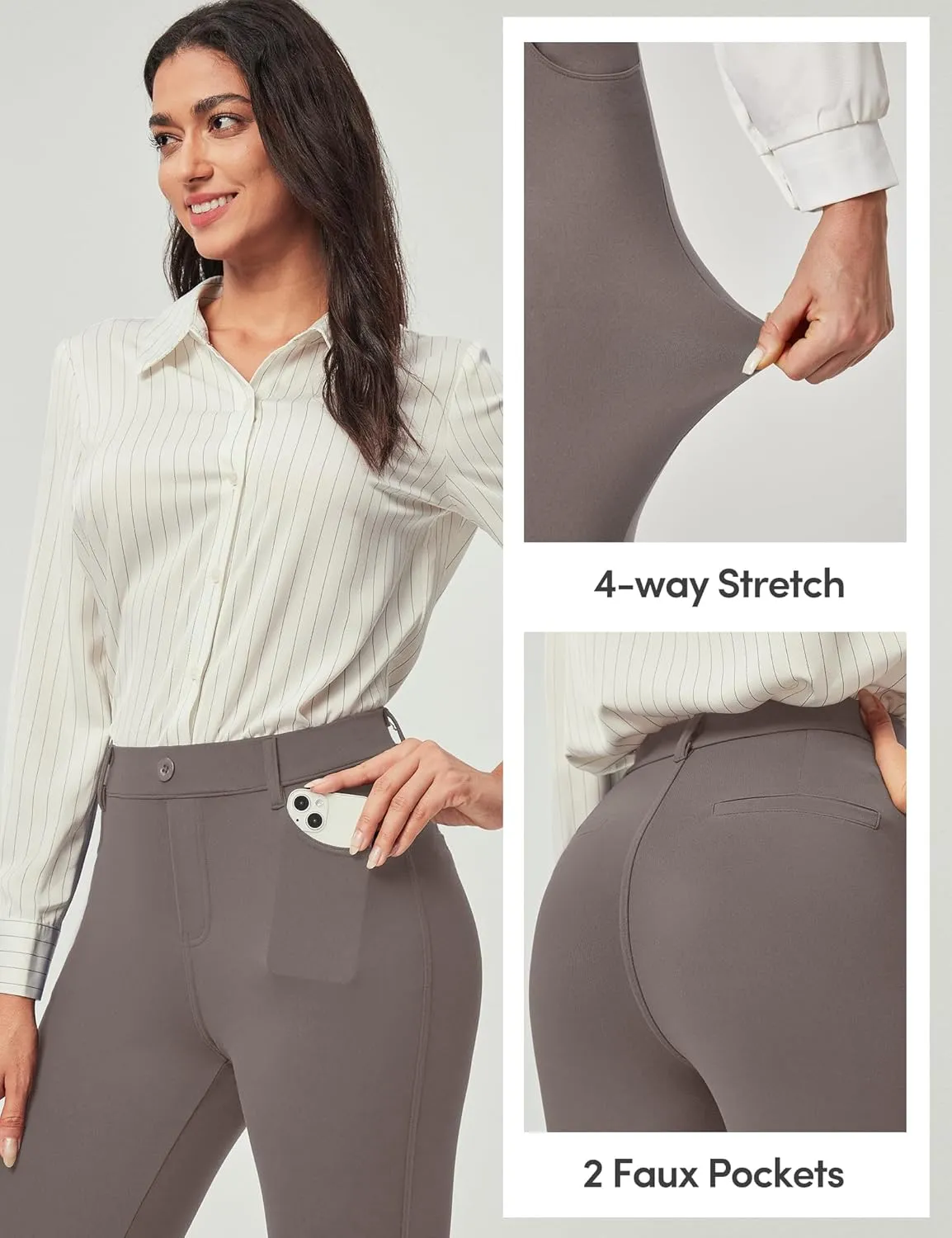 IUGA Stretchy Work Pants for Women Pull on Dress Pants for Women High Waitsted Business Casual Pants with 2 Pockets